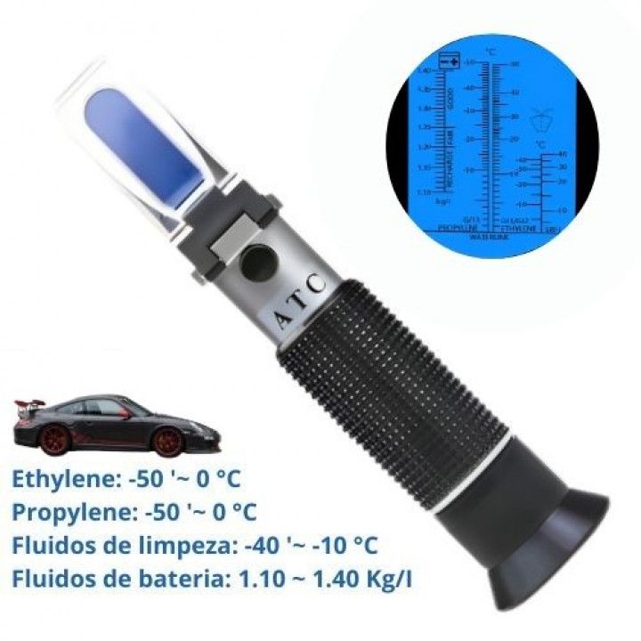 Refratômetro portátil 4 Escalas (Propylene, Ethylene, SRFI e Battery)